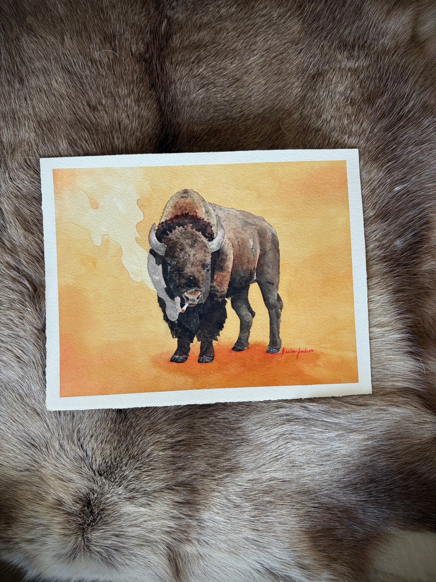 Smoking Bison 11x14”