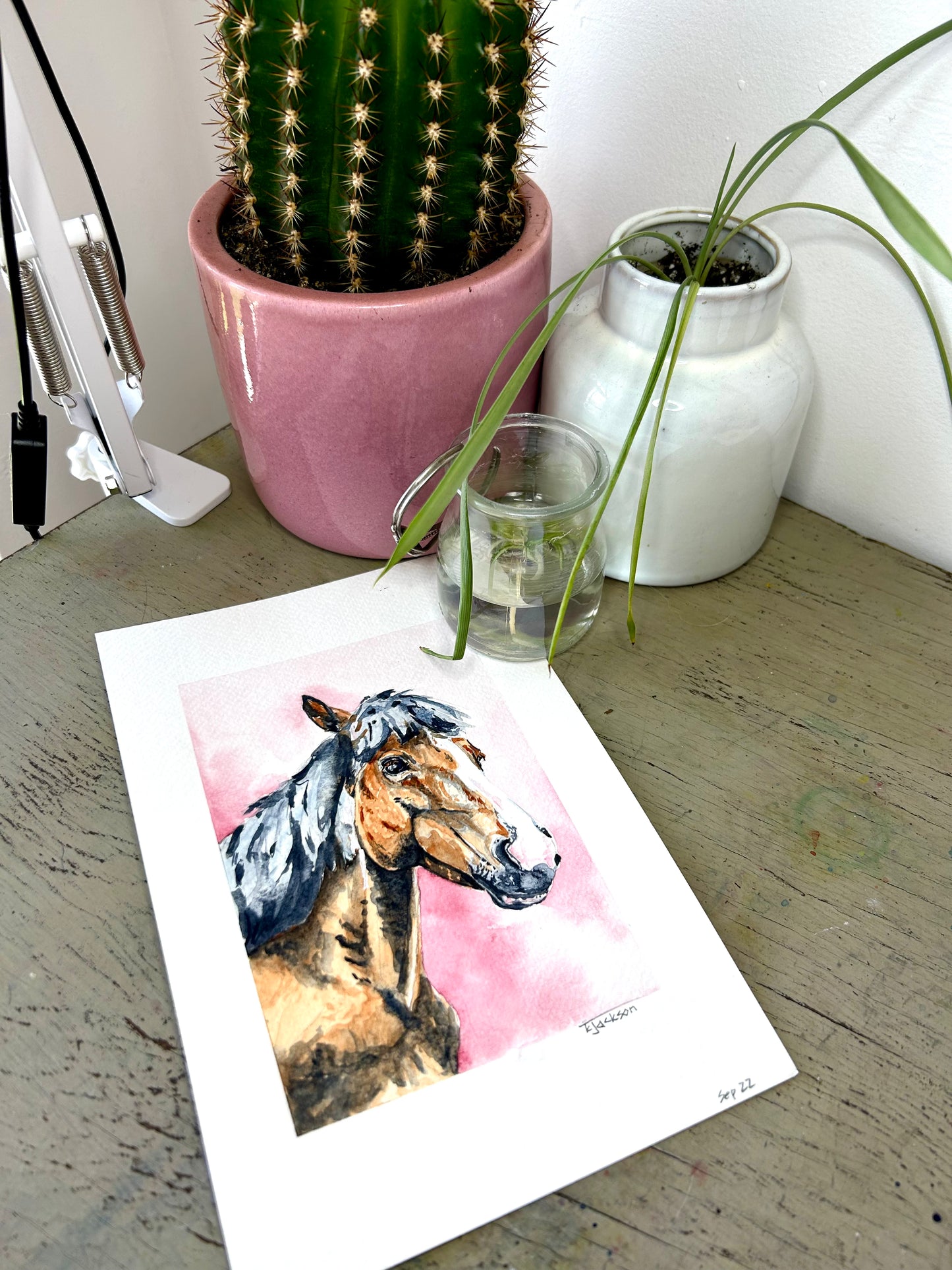 Pink Horse 6x9" Original