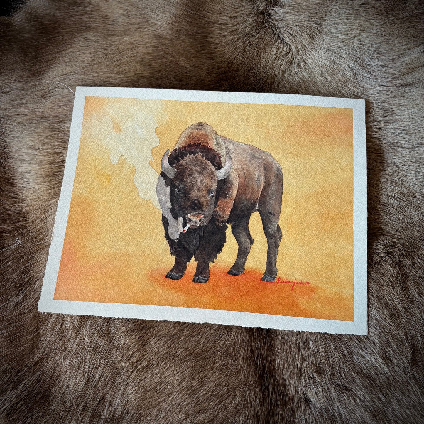 Smoking Bison Print Pre Order