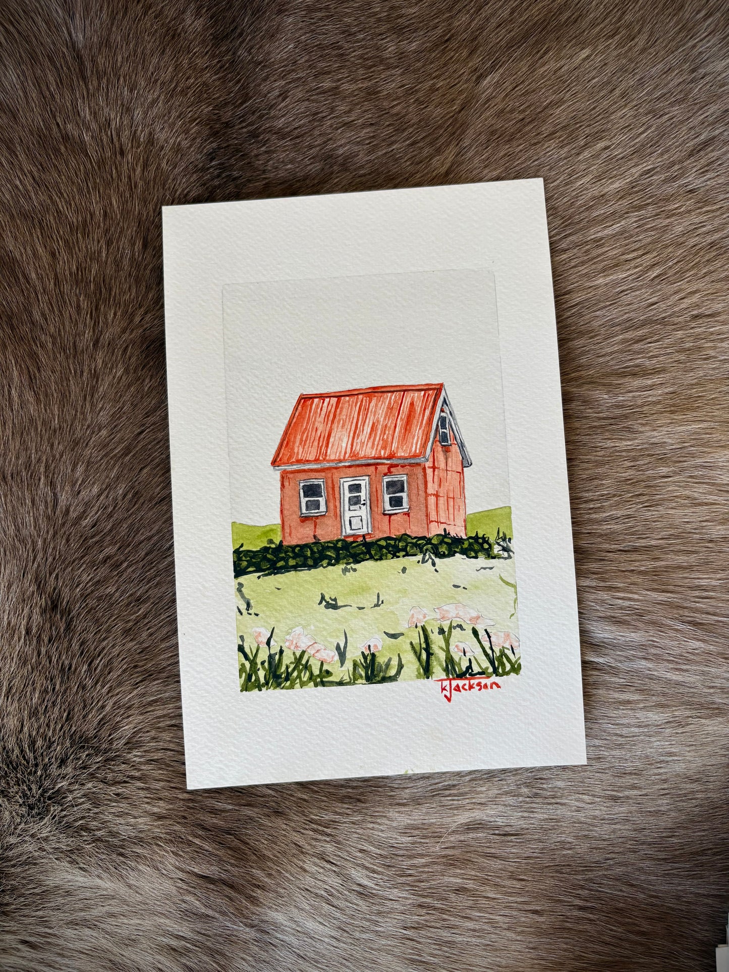 Red Cabin 6x9”