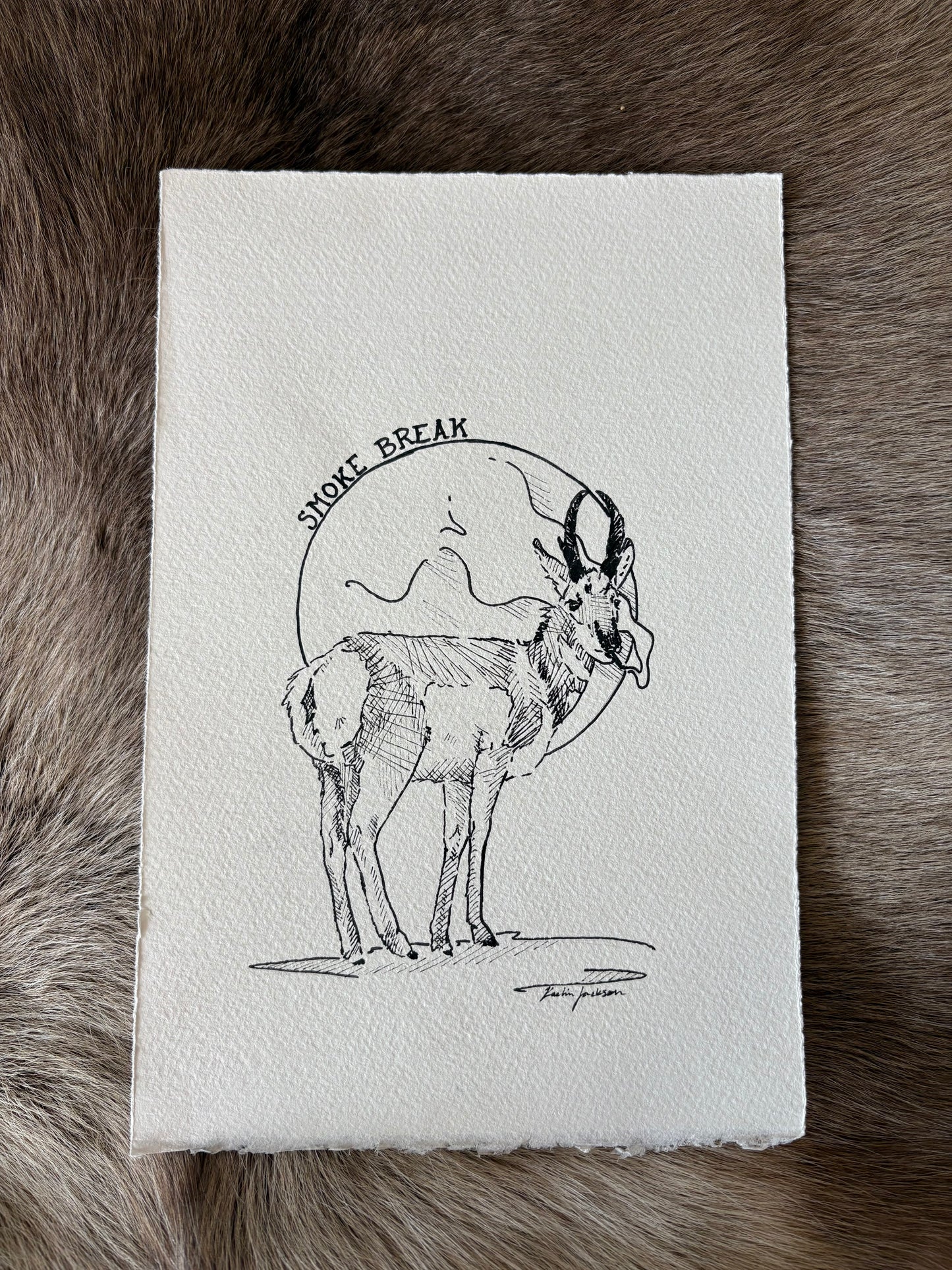 Smoke Break Ink Sketch 6.5x10”